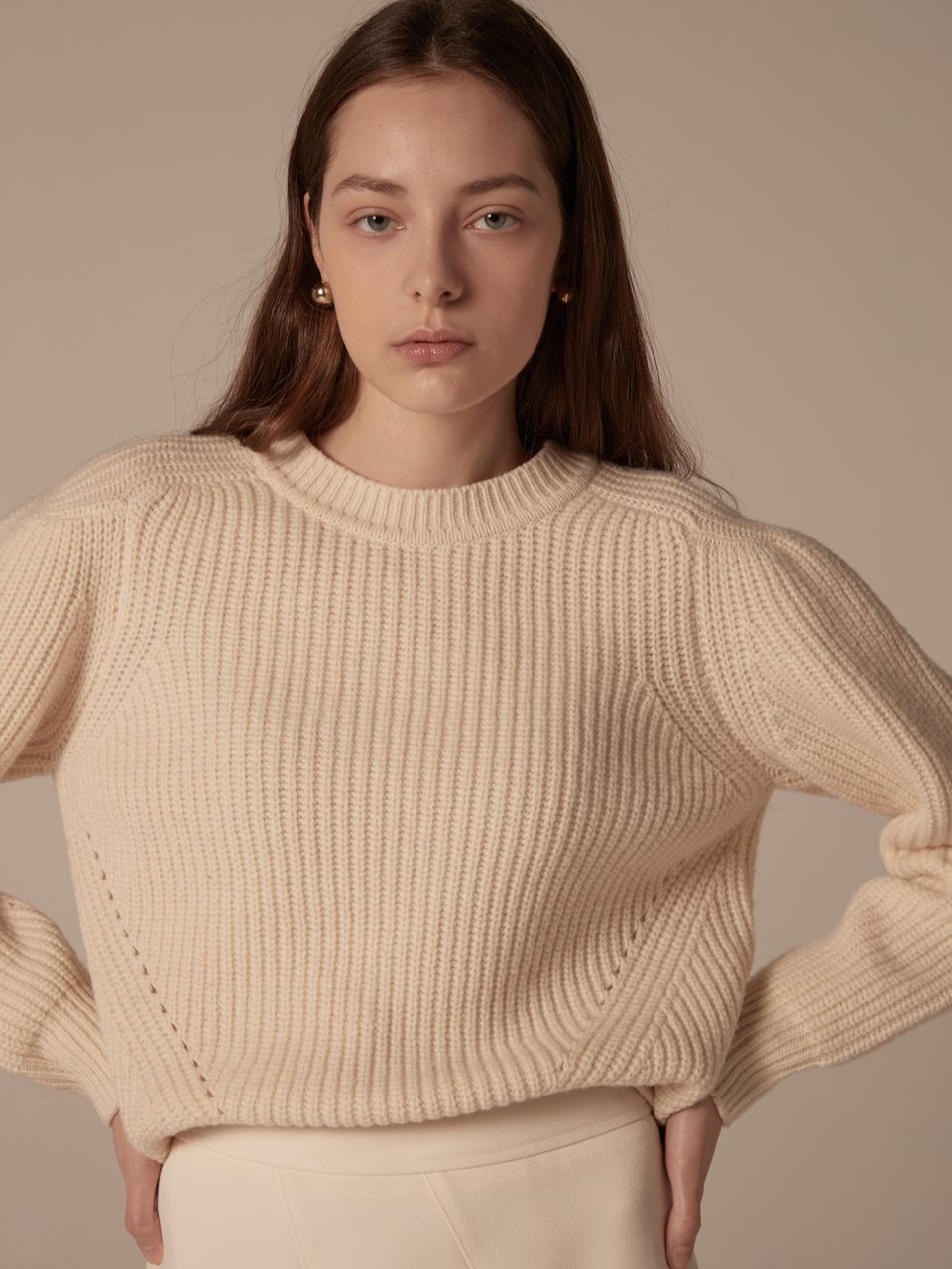 Puffy shoulder pullover - Ivory